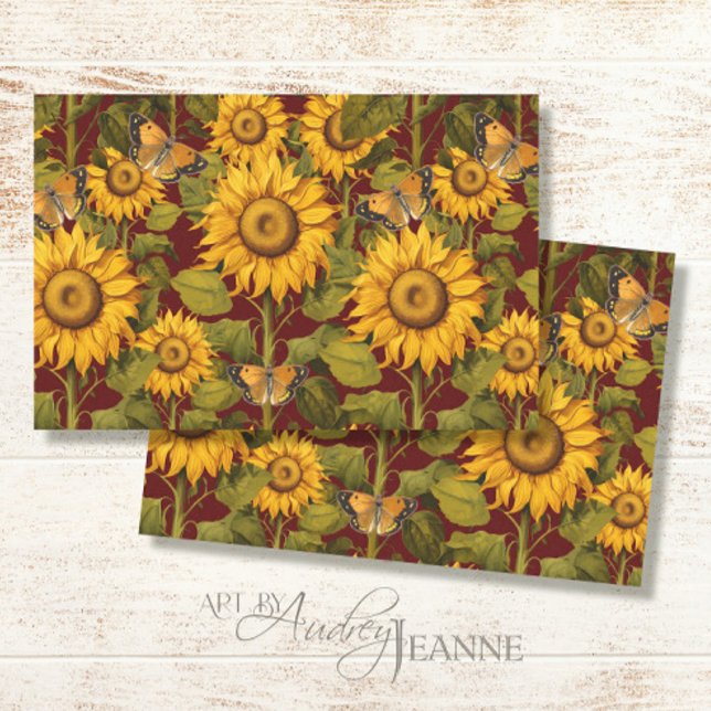 Fall Sunflower Floral Butterfly Brown Decoupage Tissue Paper (Creator Uploaded)