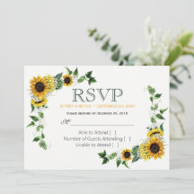 Fall Sunflower Floral Country Barn Wedding RSVP