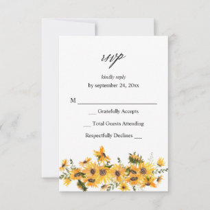 Fall Sunflower Floral no Meal RSVP VER Card