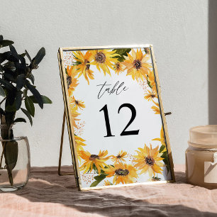 Fall Sunflower Floral Table Number