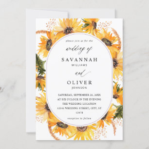 Fall Sunflower Floral Wedding Invitation