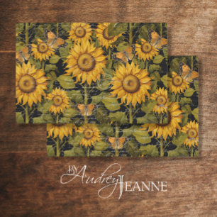 Fall Sunflower Flower Ephemera Butterfly Decoupage Tissue Paper