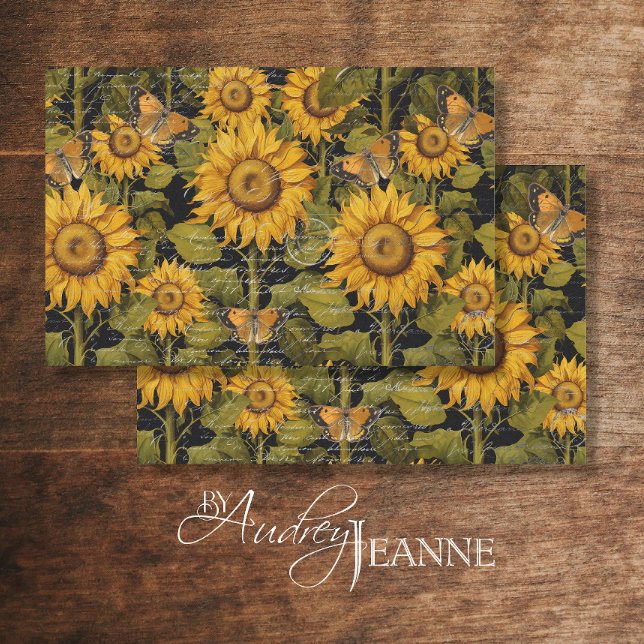 Fall Sunflower Flower Ephemera Butterfly Decoupage Tissue Paper (Creator Uploaded)