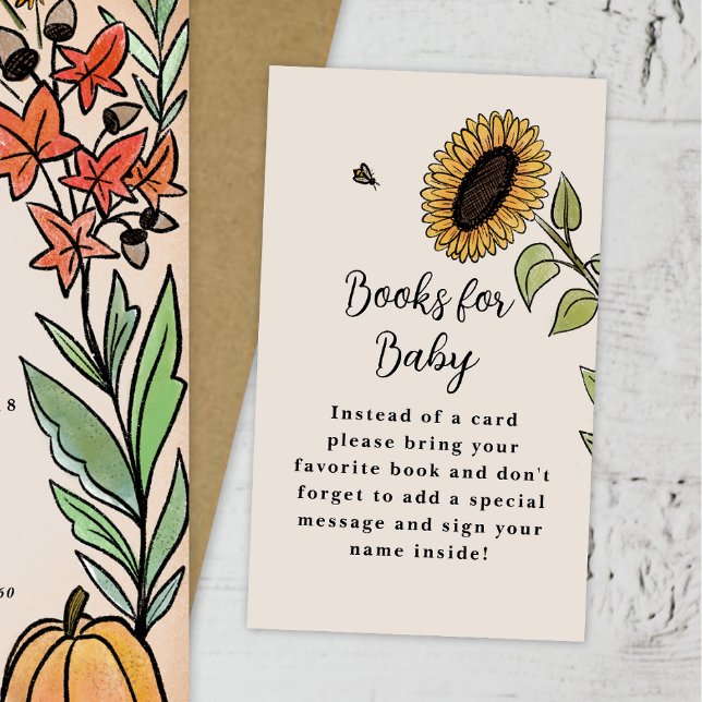 Fall Sunflower Harvest Baby Shower Book Request Enclosure Card (Creator Uploaded)