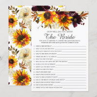 Fall Sunflower How Well Do You Know The Bride Game