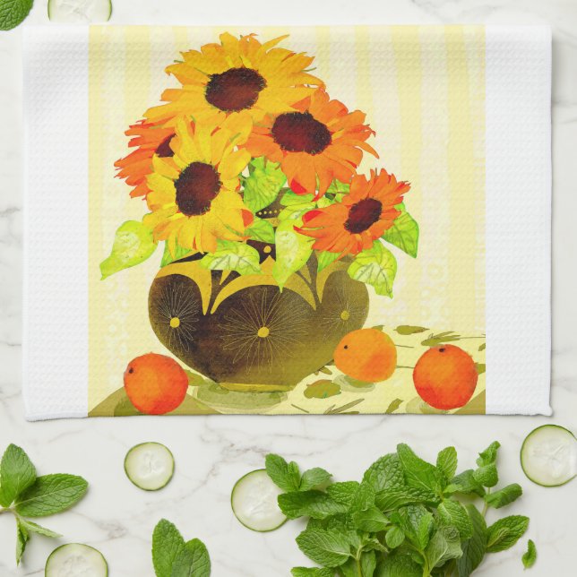 Fall Sunflower Kitchen Tea Towel (Folded)
