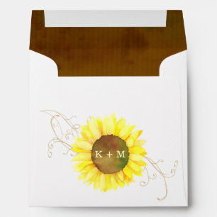 Fall Sunflower Monogram Wedding Envelopes