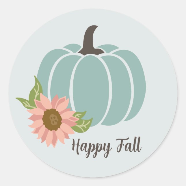  Fall Sunflower Pumpkin Season Modern  Classic Round Sticker (Front)