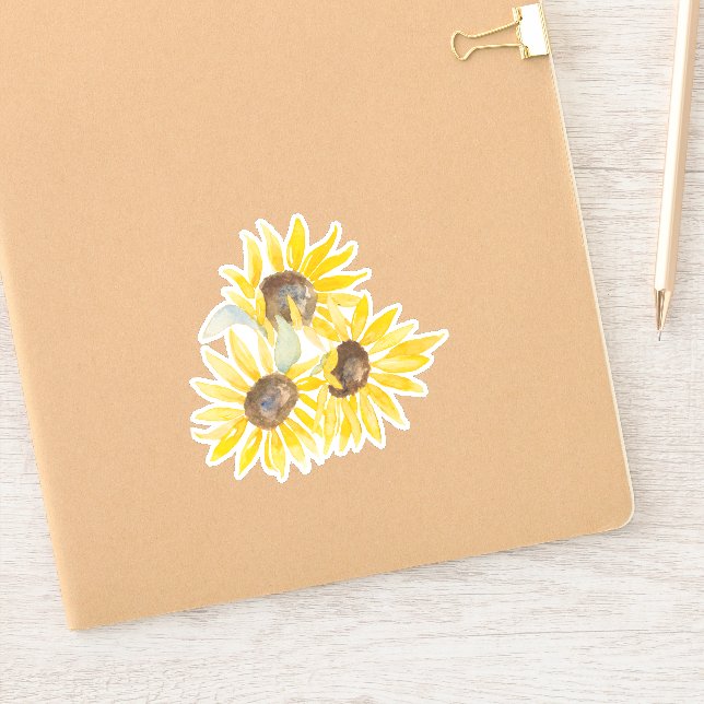 Fall Sunflower Vinyl Sticker (Notebook)