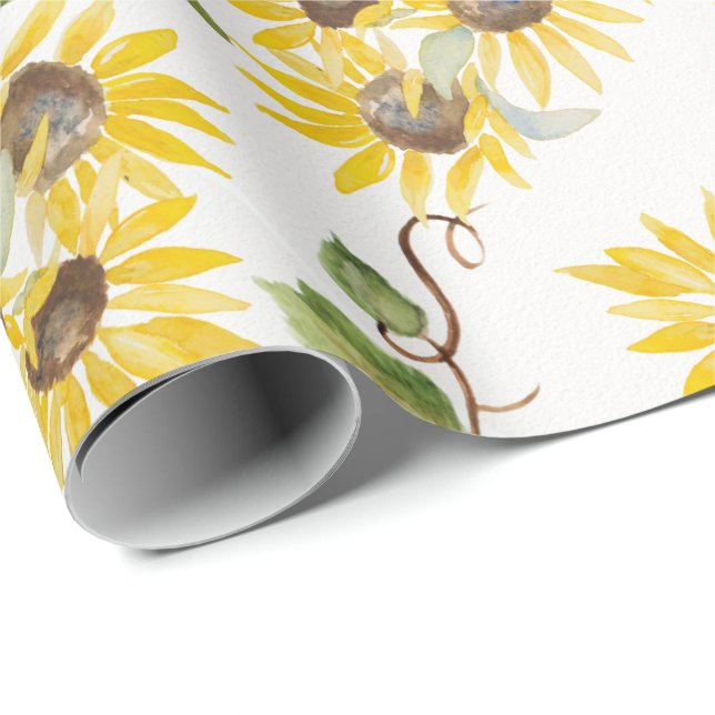 Fall Sunflower Watercolor Wrapping Paper (Roll Corner)