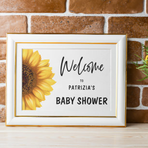 Fall Sunflower Welcome Baby Shower Horizontal Poster