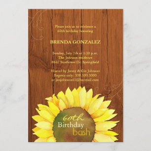 Fall Sunflowers 60th Birthday Party Invitation