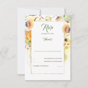 Fall Sunflowers and Pumpkins Wedding RSVP Card