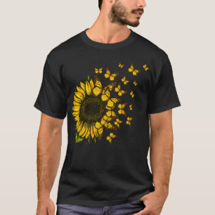 Fall Sunflowers Cute Butterfly Autumn Sunflower Th T-Shirt