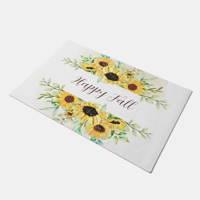 Fall Sunflowers frame with customisable text Doormat (Angled)
