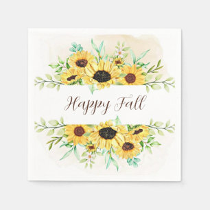 Fall Sunflowers frame with customisable text  Napkin