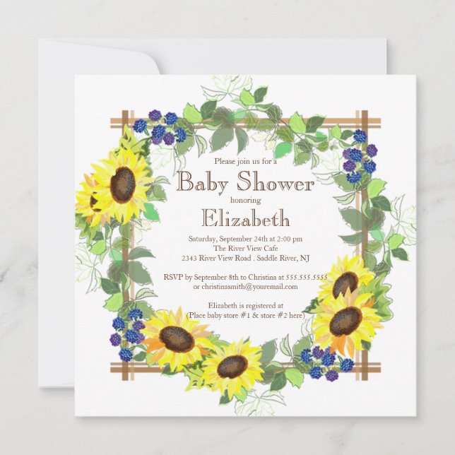 Fall Sunflowers Gender Neutral Baby Shower Invitation (Front)
