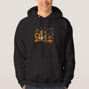 Fall Sunflowers Pumpkins Gnome And Donkey Thanksgi Hoodie