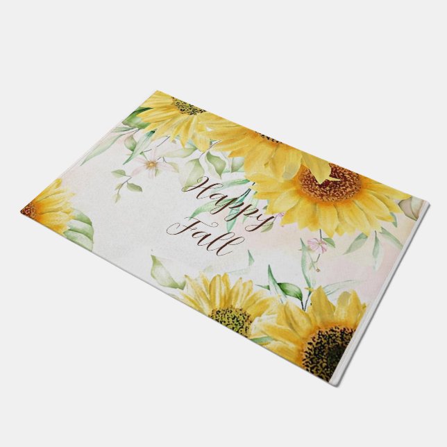 Fall sunflowers with customisable text  doormat (Angled)