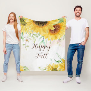 Fall sunflowers with customisable text  fleece blanket