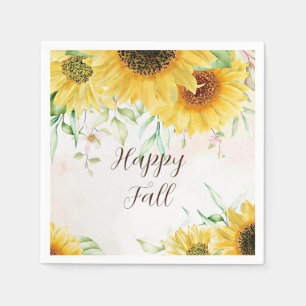 Fall sunflowers with customisable text napkin
