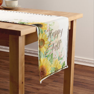 Fall sunflowers with customisable text short tabl table runner