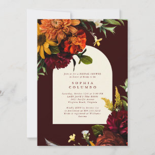 Fall Sunset Dark Moody Romantic Bridal Shower  Invitation