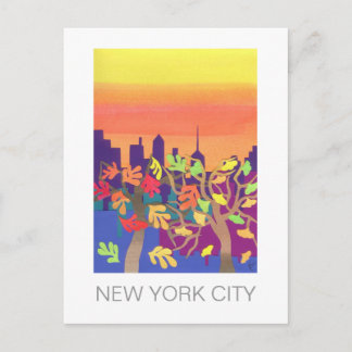 Fall Sunset over NYC Postcard
