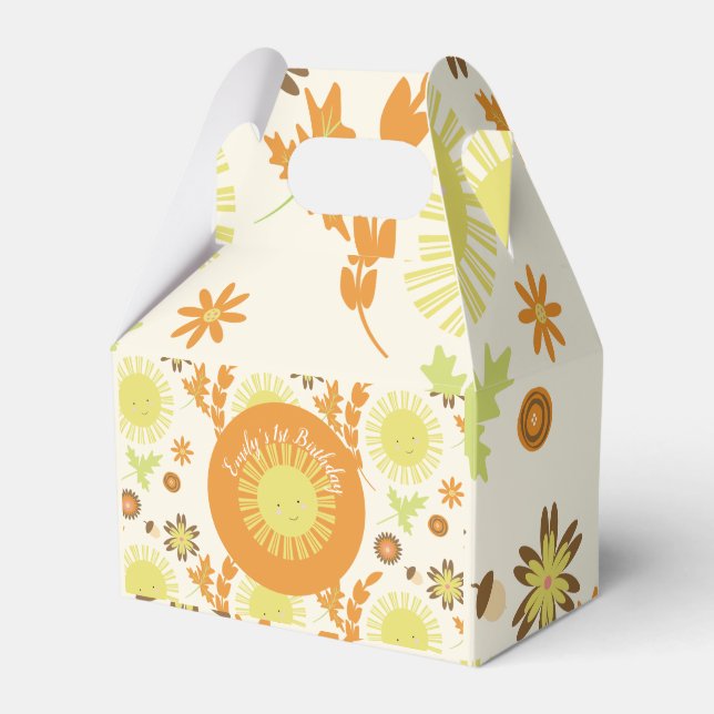 Fall Sunshine Autumn Birthday Party Favour Box (Front Side)