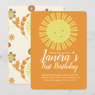 Fall Sunshine Autumn Birthday Party Invitation