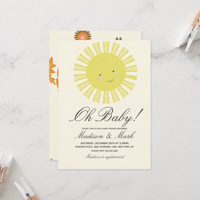 Fall Sunshine Autumn Birthday Party Invitation (Front/Back In Situ)