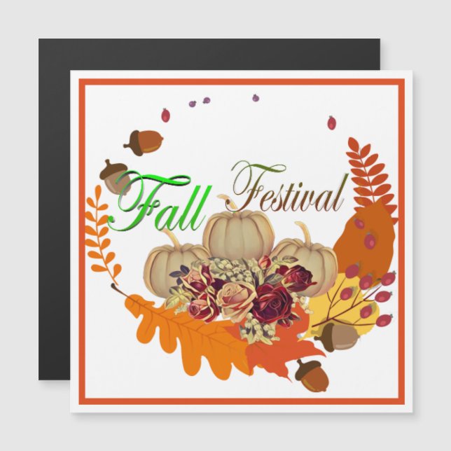 Fall Sunshine Colours Foliage Pumpkin Floral Magne (Front/Back)