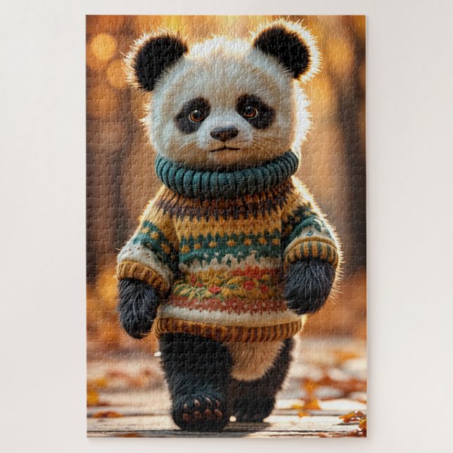 Fall Sweater Panda Puzzle (Vertical)