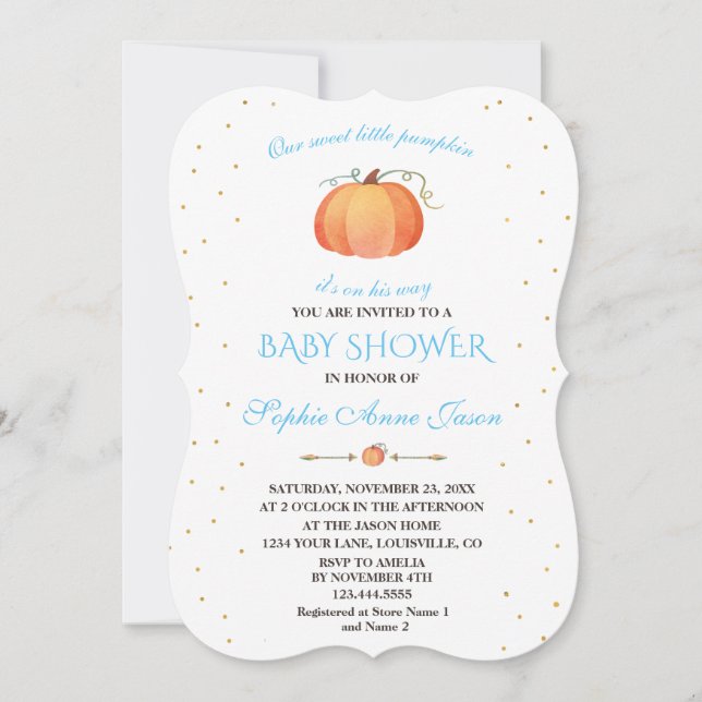 Fall Sweet Baby Little Pumpkin Baby Shower Invitation (Front)