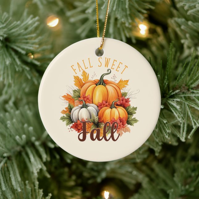 Fall Sweet Fall – Autumn Pumpkins & Leaves Ceramic Tree Decoration (Tree)