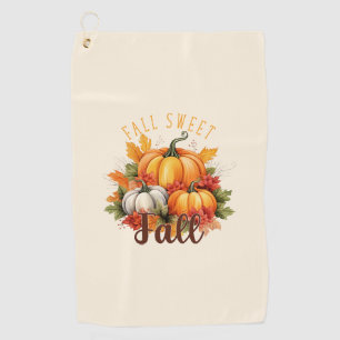 Fall Sweet Fall – Autumn Pumpkins & Leaves Golf Towel