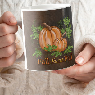 Fall Sweet Fall Pumpkins Rustic Brown Coffee Mug