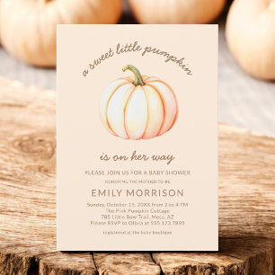 Fall Sweet Little Pumpkin Autumn Baby Shower Invitation