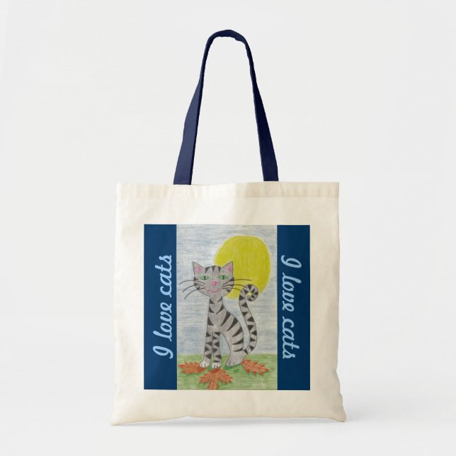 Fall Tabby Cat small tote bag (Front)