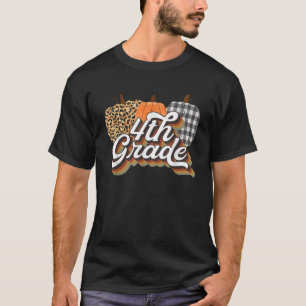 Fall Teacher 4th Grade Teacher retro Halloween Pum T-Shirt