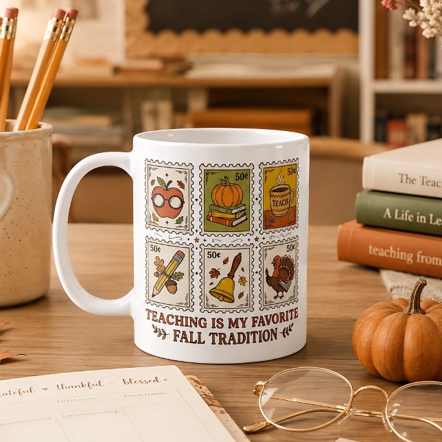 Fall Teacher Gift Retro Autumn Classroom Aesthetic Coffee Mug (Creator Uploaded)