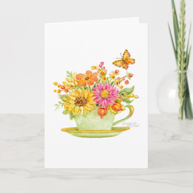 Fall Teacup Blank Card Any Occasion (Front)