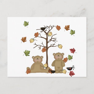 Fall Teddies Postcard