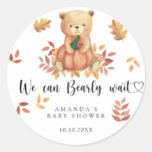 Fall teddy bear Baby Shower Classic Round Sticker