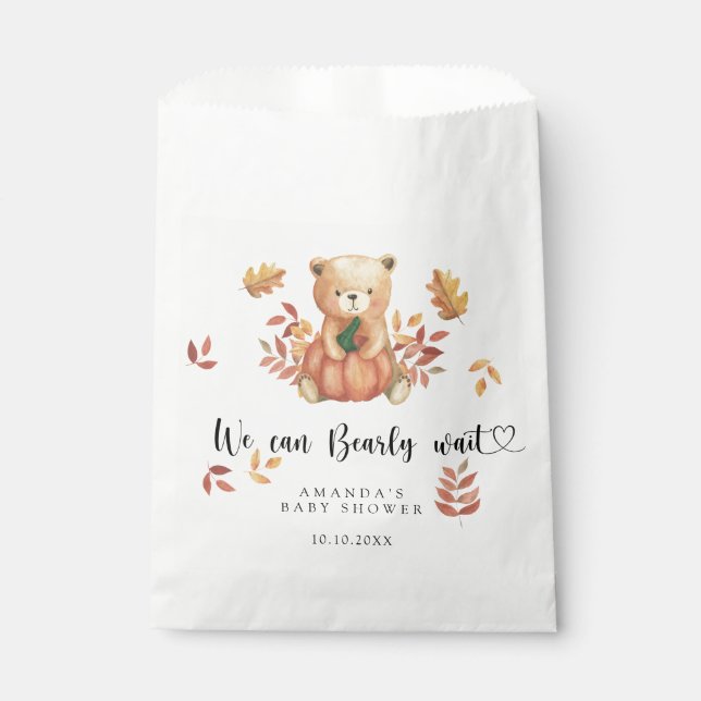Fall teddy bear Baby Shower Favour Bags (Front)