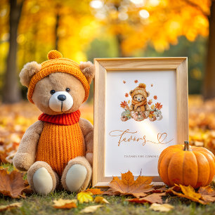 Fall Teddy Bear Baby Shower Favours Poster
