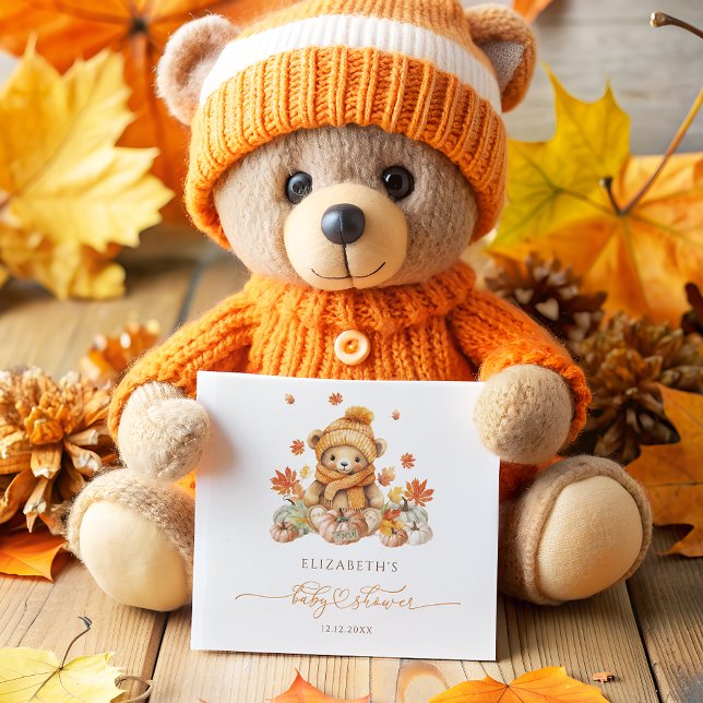 Fall Teddy Bear Baby Shower Napkin (Creator Uploaded)
