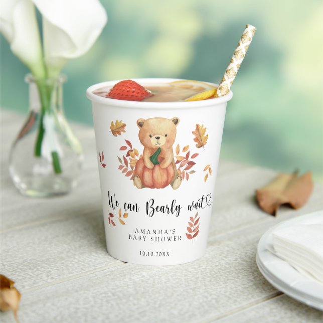 Fall teddy bear Baby Shower Paper Cups (Insitu)