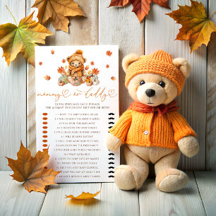 Fall Teddy Bear Mummy or Daddy Baby Shower Game