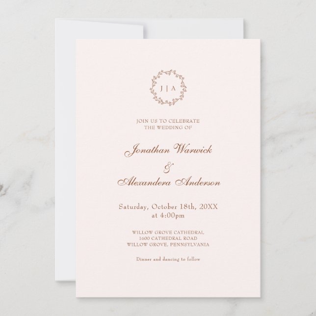 Fall Terracotta and Cream Photo Wedding Invitation (Front)